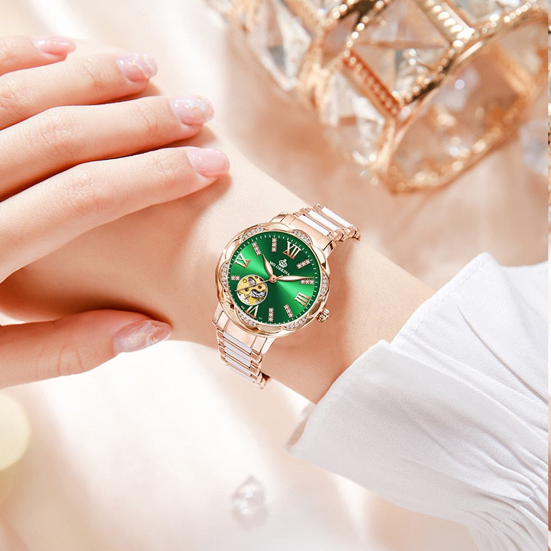 Women's Diamond Hollow Automatic Mechanical Ceramic Strap Wristwatches - Watches for Women - DYAVOR®
