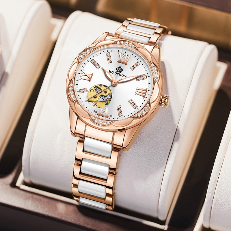 Women's Diamond Hollow Automatic Mechanical Ceramic Strap Wristwatches - Watches for Women - DYAVOR®