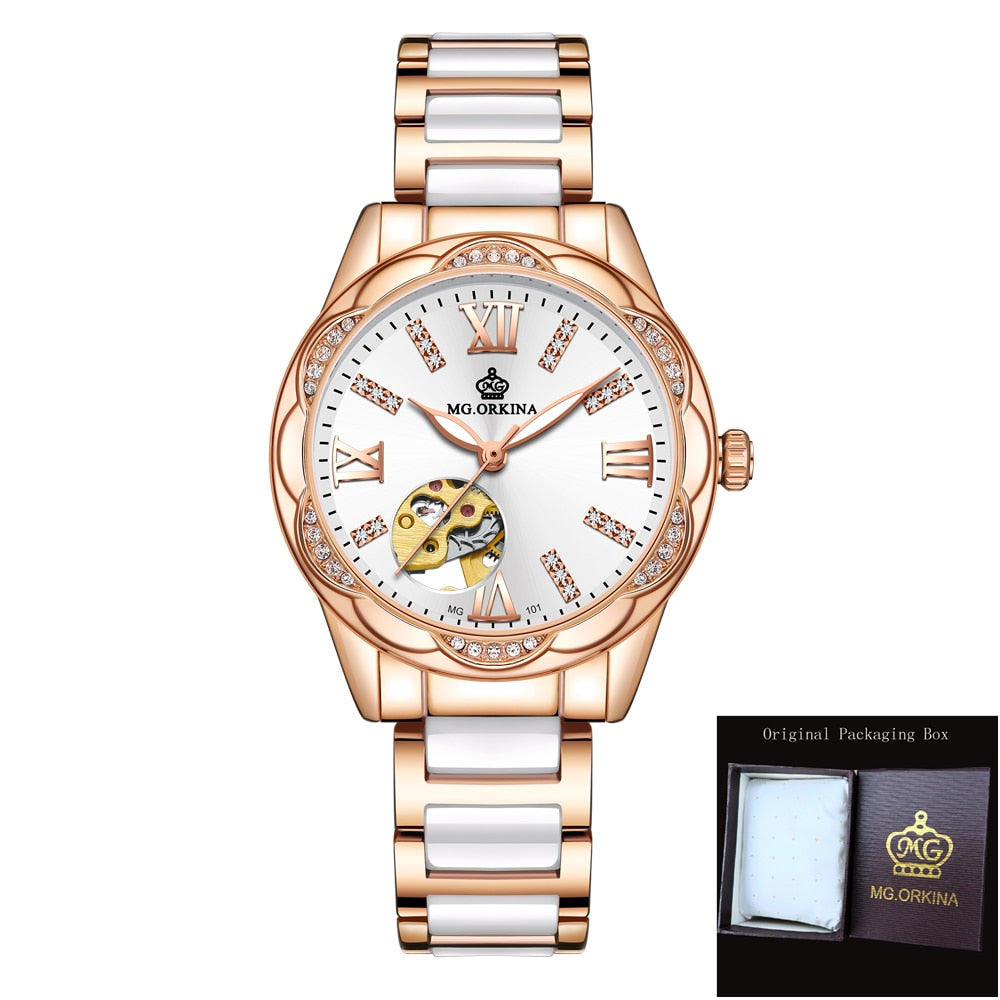 Women's Diamond Hollow Automatic Mechanical Ceramic Strap Wristwatches - Watches for Women - DYAVOR®