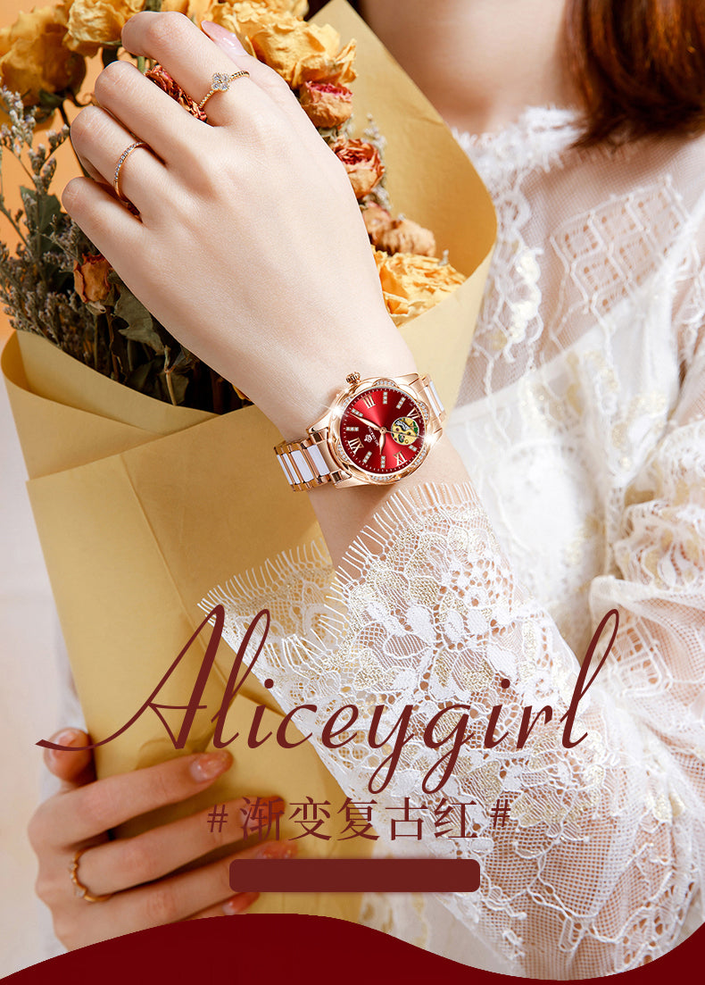 Women's Diamond Hollow Automatic Mechanical Ceramic Strap Wristwatches - Watches for Women - DYAVOR®