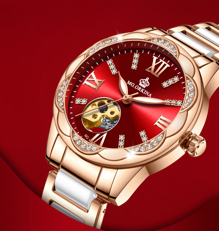 Women's Diamond Hollow Automatic Mechanical Ceramic Strap Wristwatches - Watches for Women - DYAVOR®