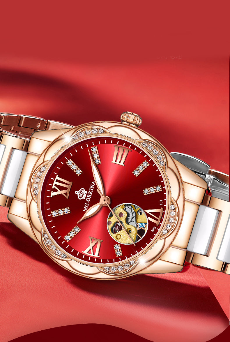 Women's Diamond Hollow Automatic Mechanical Ceramic Strap Wristwatches - Watches for Women - DYAVOR®