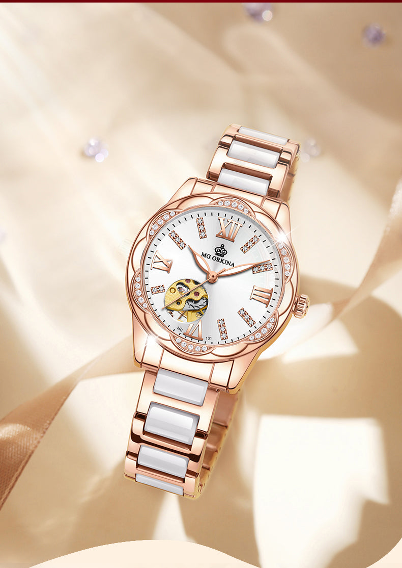 Women's Diamond Hollow Automatic Mechanical Ceramic Strap Wristwatches - Watches for Women - DYAVOR®