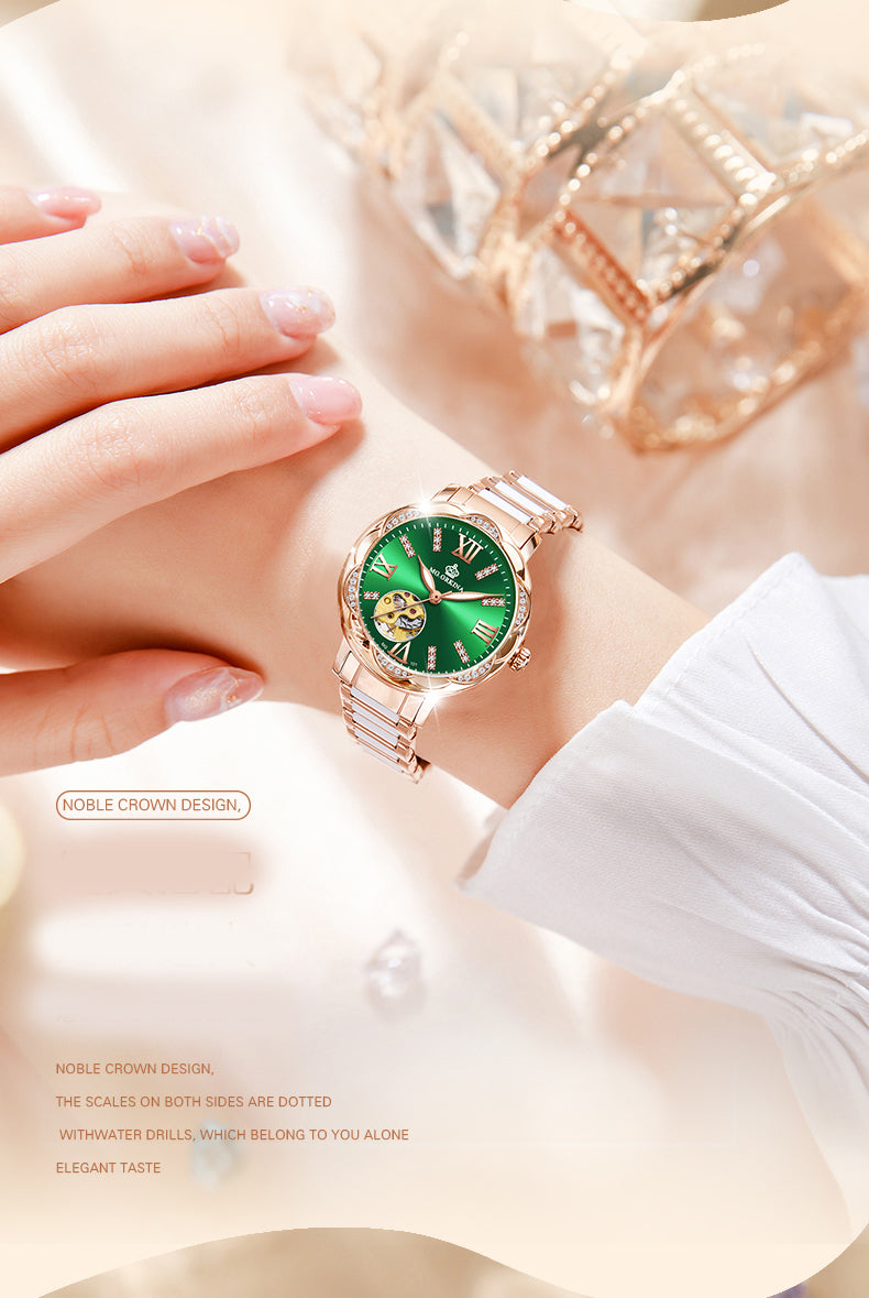 Women's Diamond Hollow Automatic Mechanical Ceramic Strap Wristwatches - Watches for Women - DYAVOR®