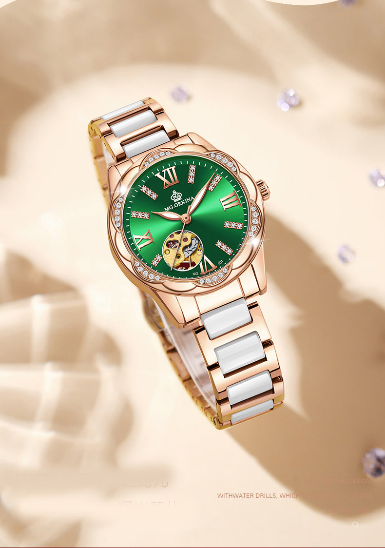 Women's Diamond Hollow Automatic Mechanical Ceramic Strap Wristwatches - Watches for Women - DYAVOR®