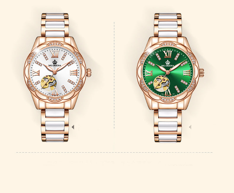 Women's Diamond Hollow Automatic Mechanical Ceramic Strap Wristwatches - Watches for Women - DYAVOR®