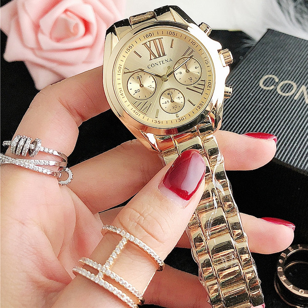 Women's Fashion Imitation Three Eyes Alloy Quartz Analog Wrist Watch - Watches for Women - DYAVOR®
