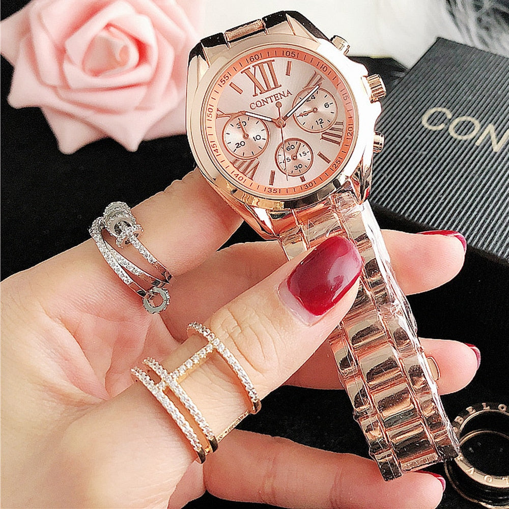Women's Fashion Imitation Three Eyes Alloy Quartz Analog Wrist Watch - Watches for Women - DYAVOR®