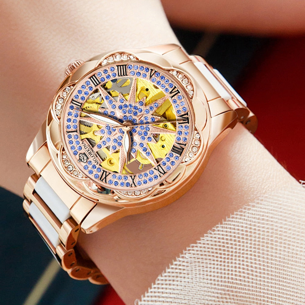 Women's Hollow Stainless Steel Mechanical Automatic Self-wind Watch - Watches for Women - DYAVOR®