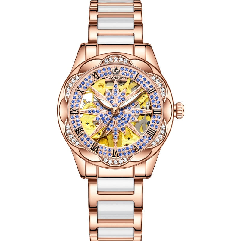 Women's Hollow Stainless Steel Mechanical Automatic Self-wind Watch - Watches for Women - DYAVOR®