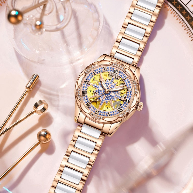 Women's Hollow Stainless Steel Mechanical Automatic Self-wind Watch - Watches for Women - DYAVOR®