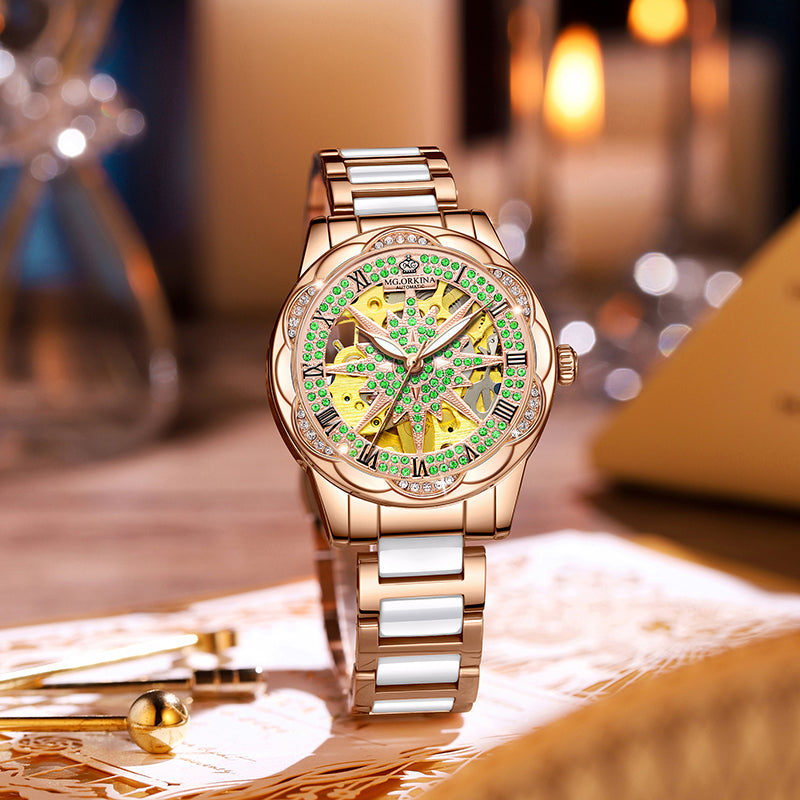 Women's Hollow Stainless Steel Mechanical Automatic Self-wind Watch - Watches for Women - DYAVOR®