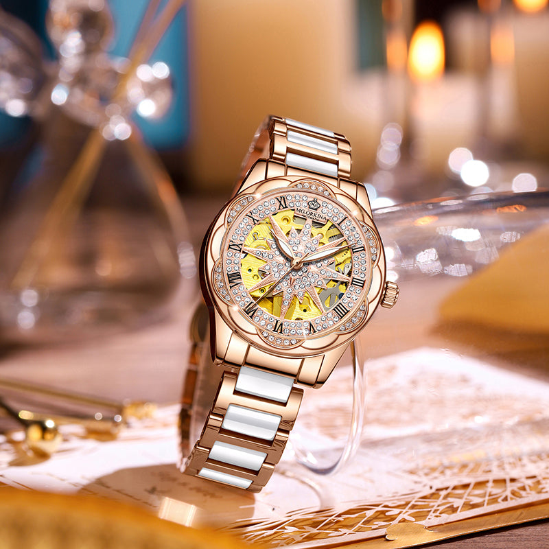 Women's Hollow Stainless Steel Mechanical Automatic Self-wind Watch - Watches for Women - DYAVOR®