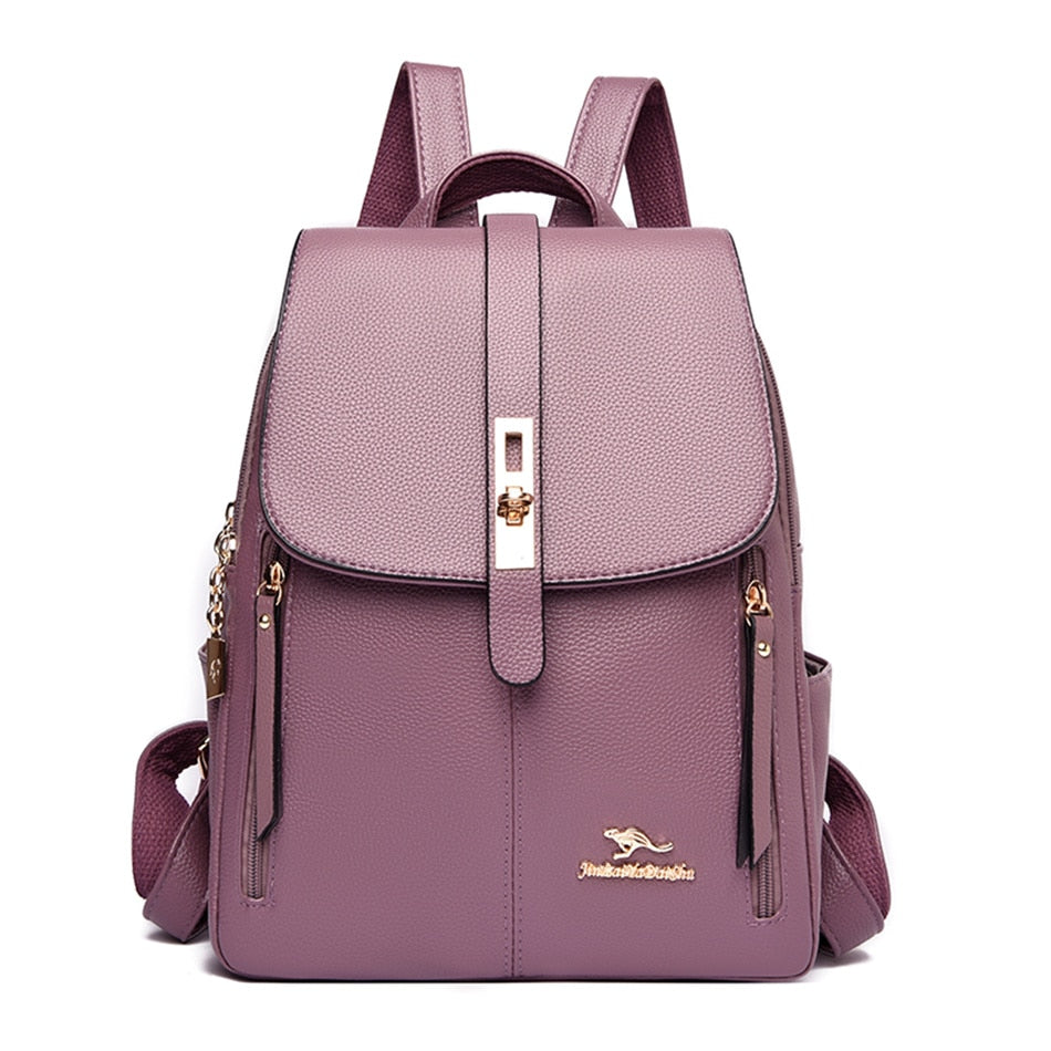 Women's Fashion Vintage Leather Multi-pocket Rucksack Travel Backpack - Backpacks - DYAVOR®