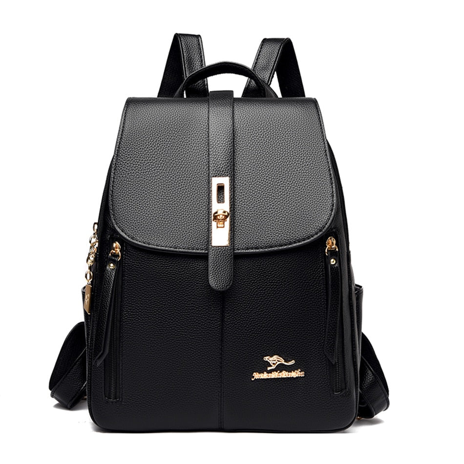 Women's Fashion Vintage Leather Multi-pocket Rucksack Travel Backpack - Backpacks - DYAVOR®