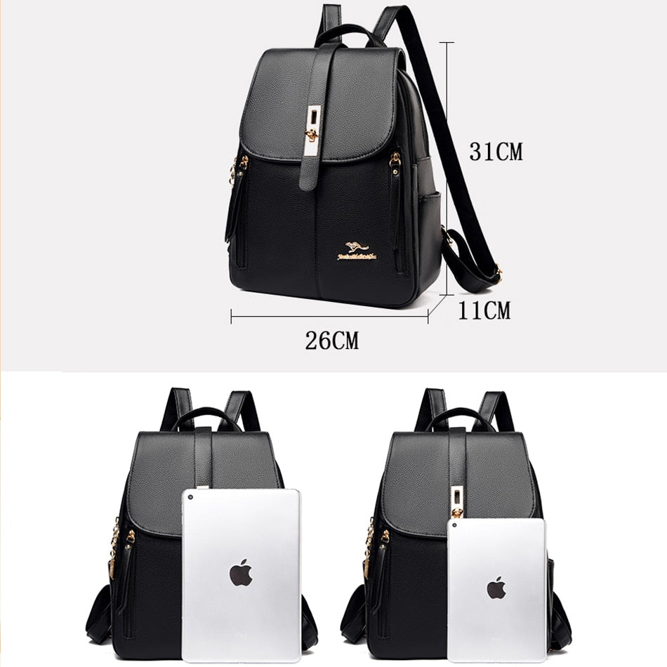 Women's Fashion Vintage Leather Multi-pocket Rucksack Travel Backpack - Backpacks - DYAVOR®