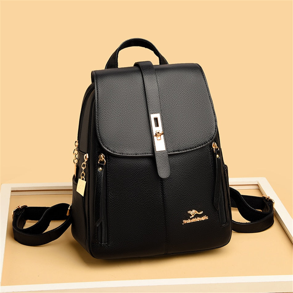 Women's Fashion Vintage Leather Multi-pocket Rucksack Travel Backpack - Backpacks - DYAVOR®