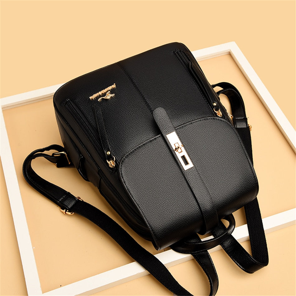 Women's Fashion Vintage Leather Multi-pocket Rucksack Travel Backpack - Backpacks - DYAVOR®