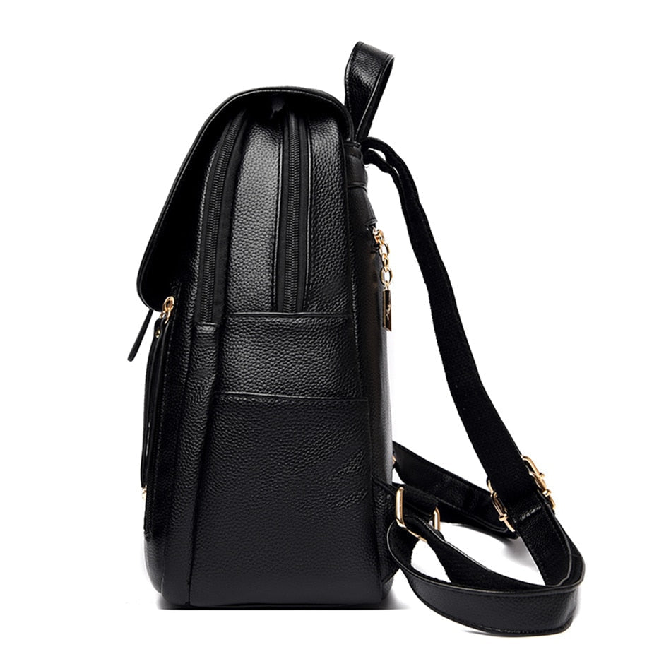 Women's Fashion Vintage Leather Multi-pocket Rucksack Travel Backpack - Backpacks - DYAVOR®