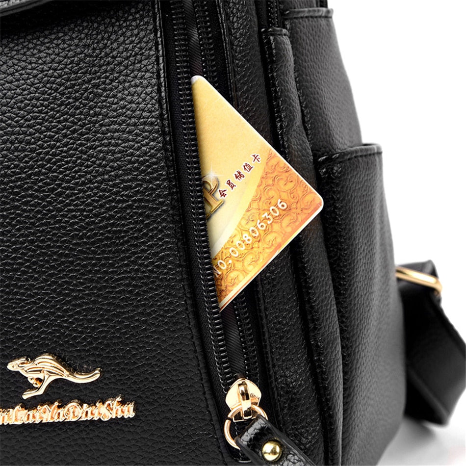 Women's Fashion Vintage Leather Multi-pocket Rucksack Travel Backpack - Backpacks - DYAVOR®