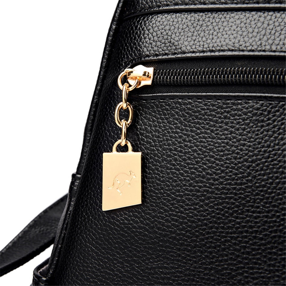 Women's Fashion Vintage Leather Multi-pocket Rucksack Travel Backpack - Backpacks - DYAVOR®