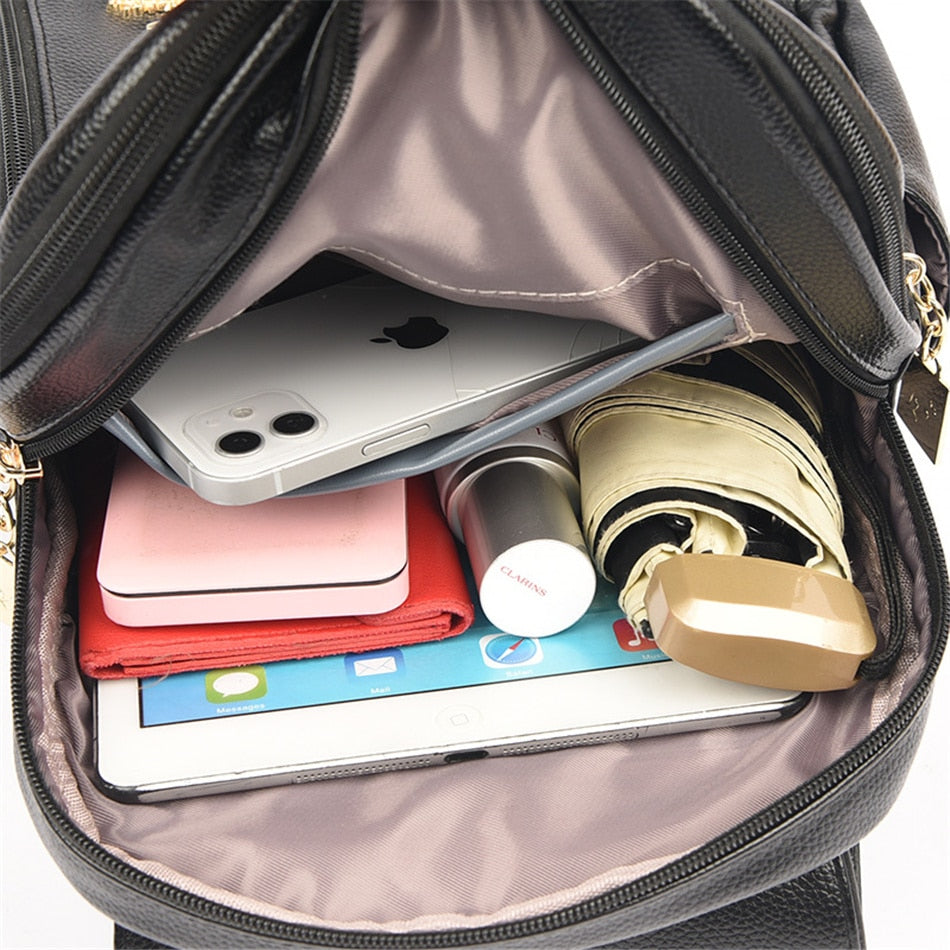 Women's Fashion Vintage Leather Multi-pocket Rucksack Travel Backpack - Backpacks - DYAVOR®