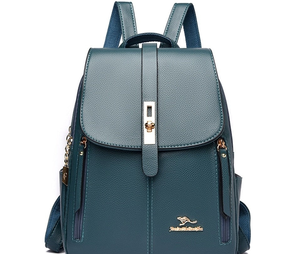 Women's Fashion Vintage Leather Multi-pocket Rucksack Travel Backpack - Backpacks - DYAVOR®