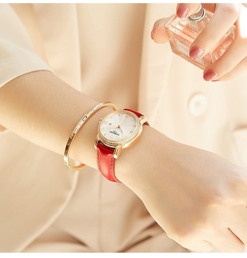 Women's Luxury Automatic Date Rhinestone Mechanical Leather Dress Watch - Watches for Women - DYAVOR®