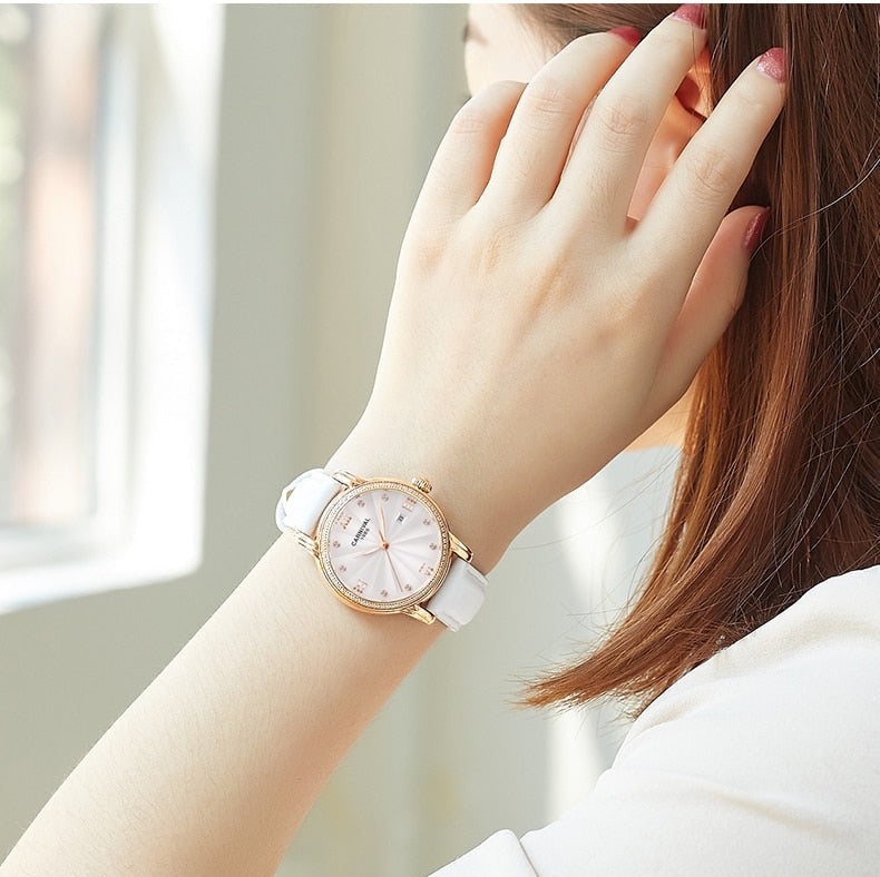 Women's Luxury Automatic Date Rhinestone Mechanical Leather Dress Watch - Watches for Women - DYAVOR®