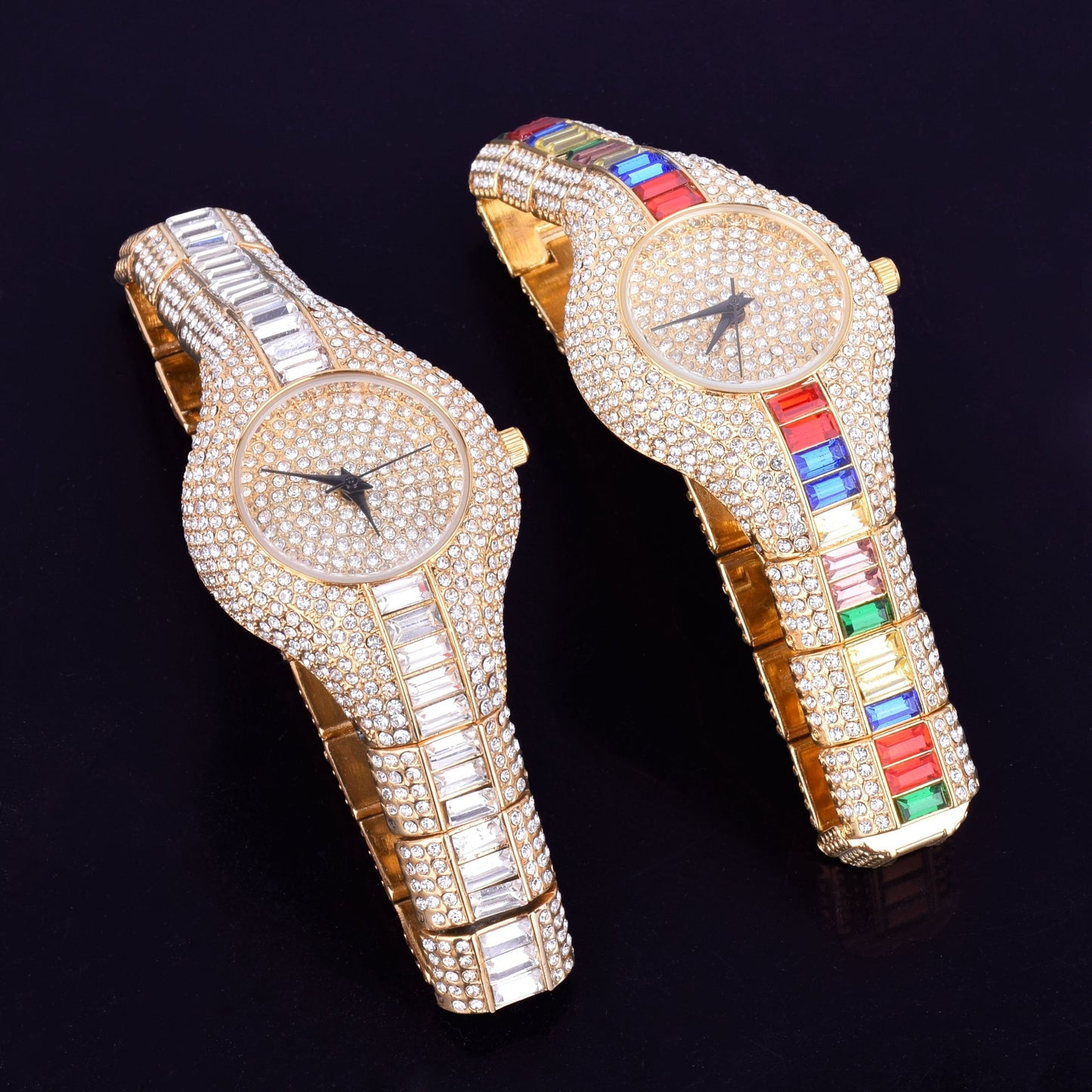 Women's Luxury Colourful Rhinestone Gold Dial Quartz Waterproof Watches - Watches for Women - DYAVOR®