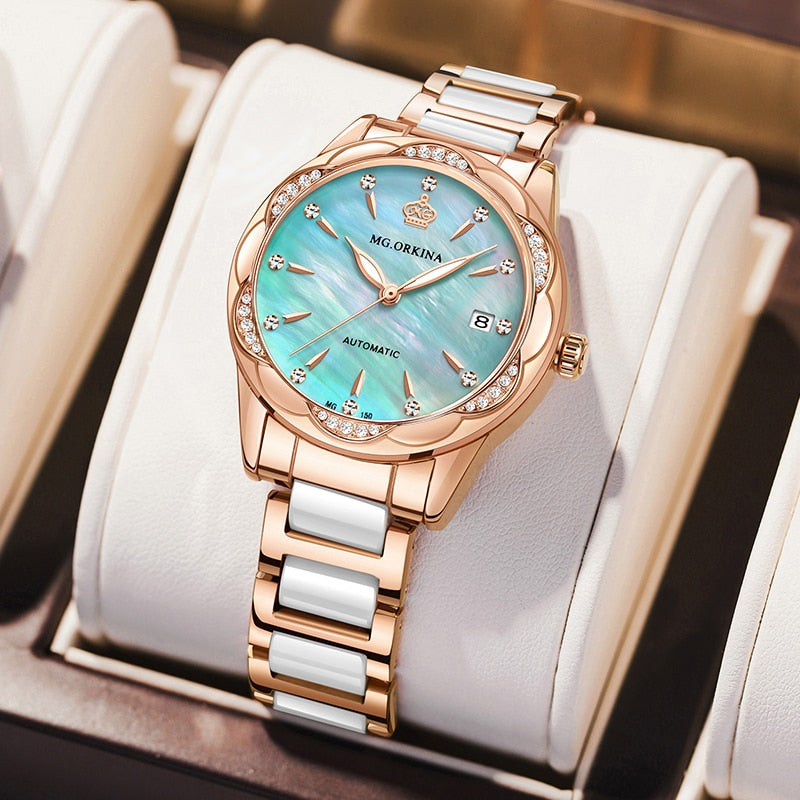 Women's Luxury Diamond Automatic Self-Wind Mechanical Wrist Watch - Watches for Women - DYAVOR®