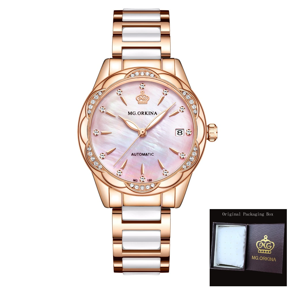 Women's Luxury Diamond Automatic Self-Wind Mechanical Wrist Watch - Watches for Women - DYAVOR®