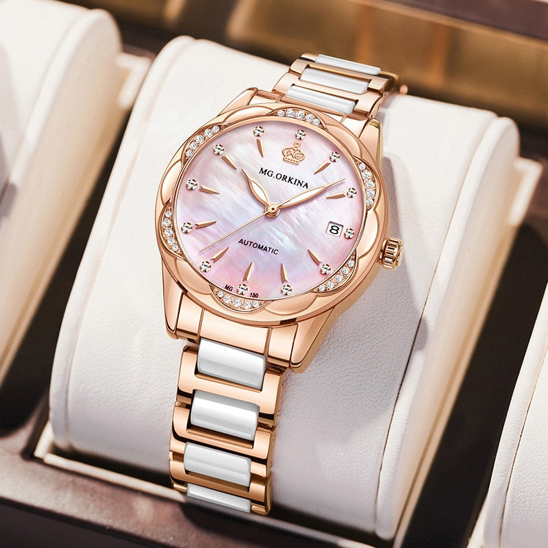 Women's Luxury Diamond Automatic Self-Wind Mechanical Wrist Watch - Watches for Women - DYAVOR®