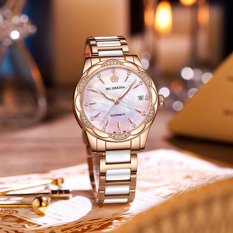 Women's Luxury Diamond Automatic Self-Wind Mechanical Wrist Watch - Watches for Women - DYAVOR®
