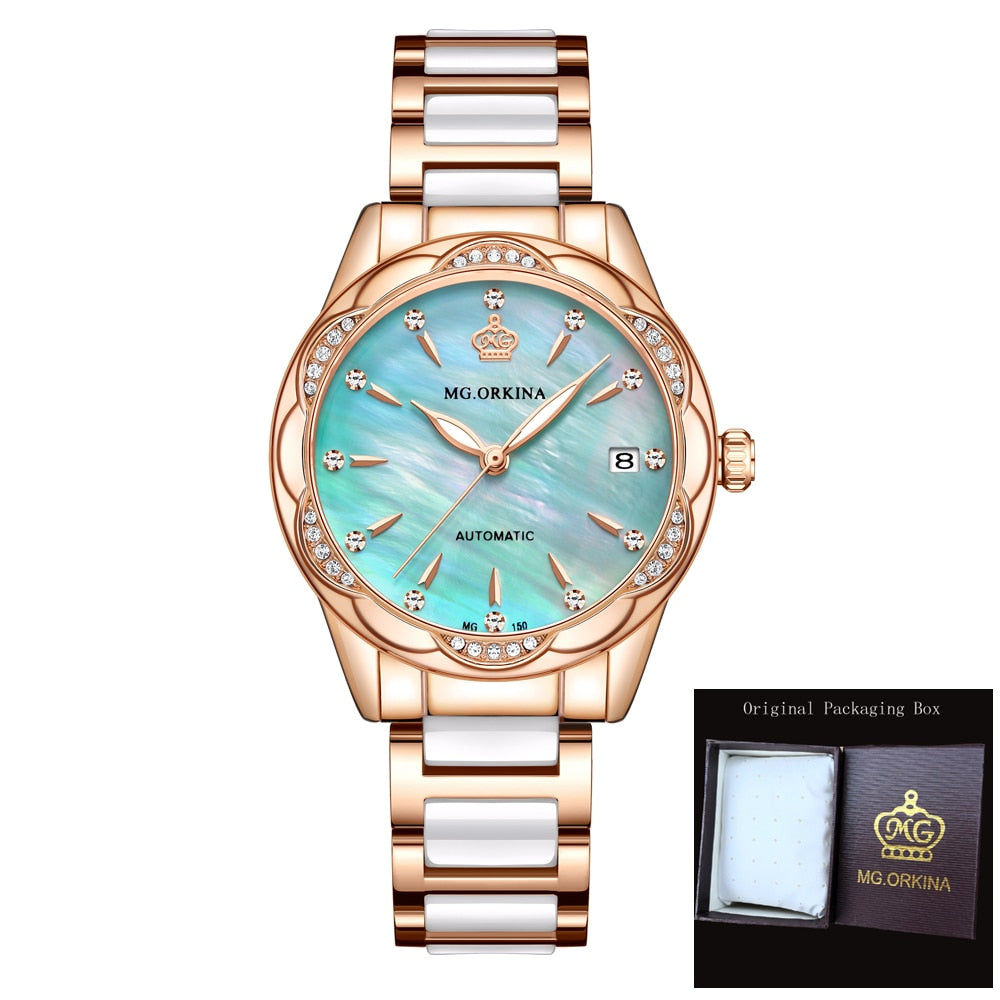 Women's Luxury Diamond Automatic Self-Wind Mechanical Wrist Watch - Watches for Women - DYAVOR®