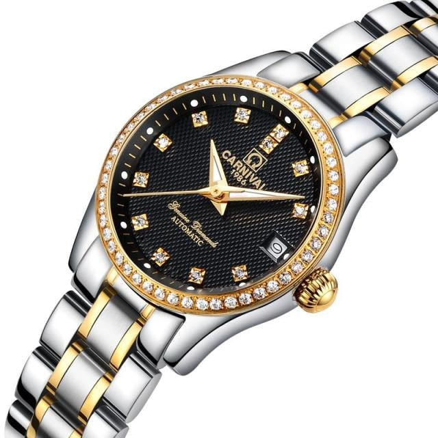 Women's Luxury Rhinestone Automatic Mechanical Date Steel Band Watch - Watches for Women - DYAVOR®