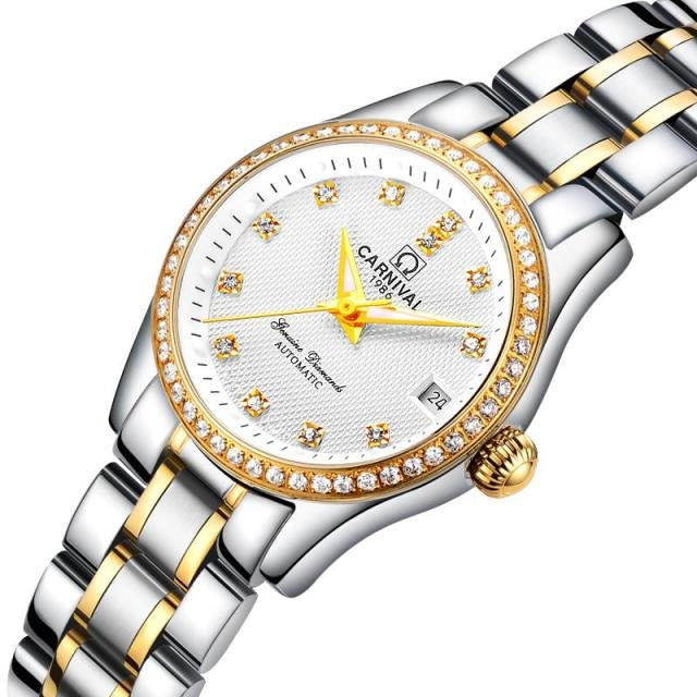 Women's Luxury Rhinestone Automatic Mechanical Date Steel Band Watch - Watches for Women - DYAVOR®