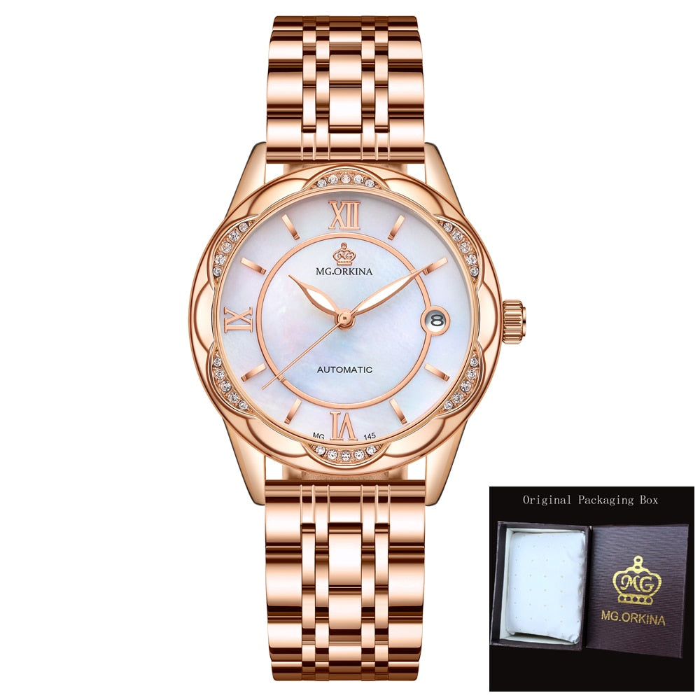Women's Mechanical Stainless Steel Luminous Hands Bracelet Watch - Watches for Women - DYAVOR®