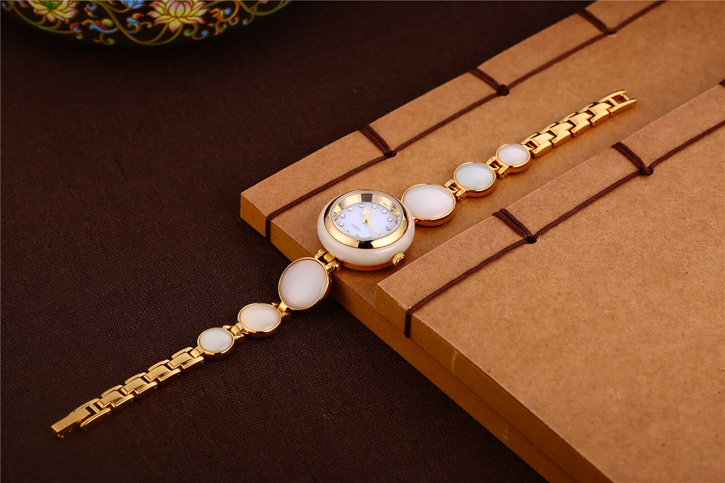 Women's Natural Hetian Jade Stainless Steel Waterproof Wrist Watch - Watches for Women - DYAVOR®
