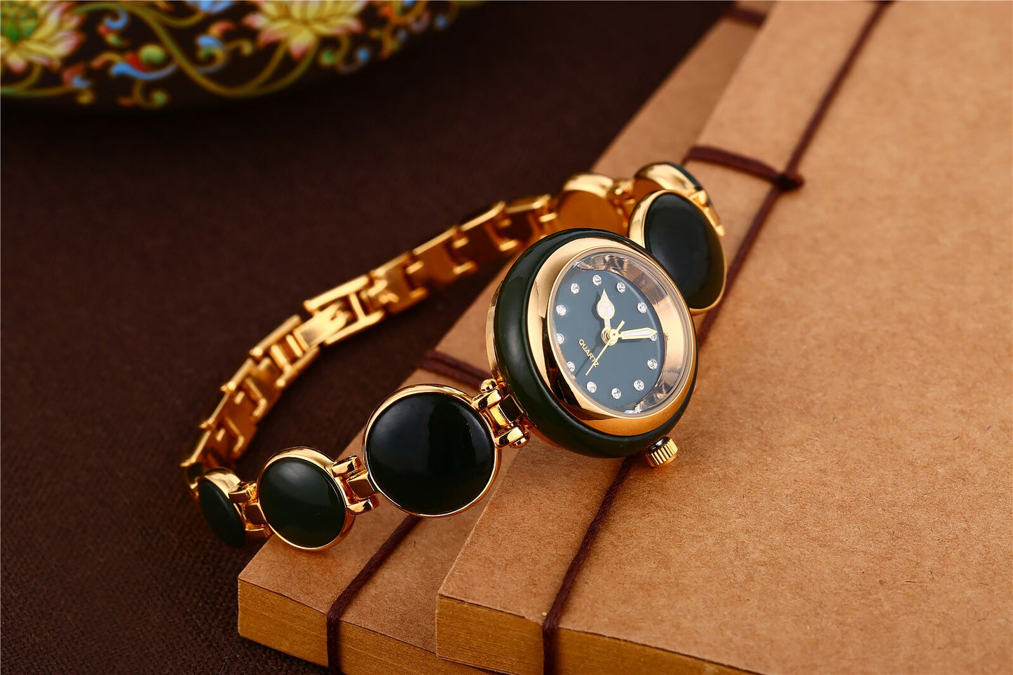 Women's Natural Hetian Jade Stainless Steel Waterproof Wrist Watch - Watches for Women - DYAVOR®