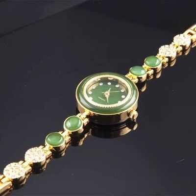 Women's Natural Hetian Jade Stainless Steel Waterproof Wrist Watch - Watches for Women - DYAVOR®