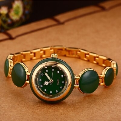 Women's Natural Hetian Jade Stainless Steel Waterproof Wrist Watch - Watches for Women - DYAVOR®