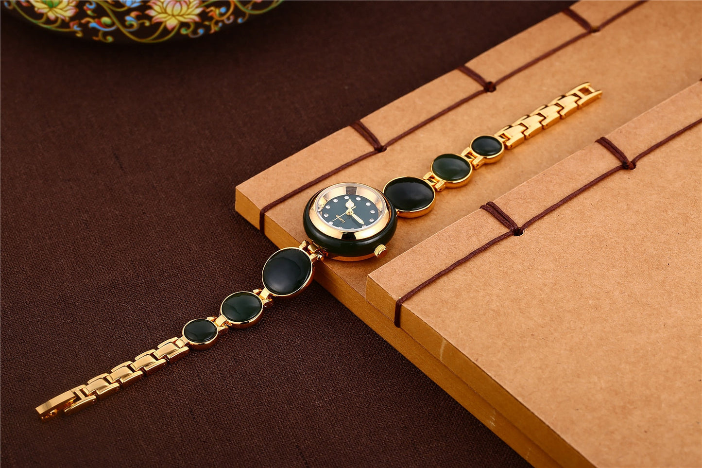 Women's Natural Hetian Jade Stainless Steel Waterproof Wrist Watch - Watches for Women - DYAVOR®