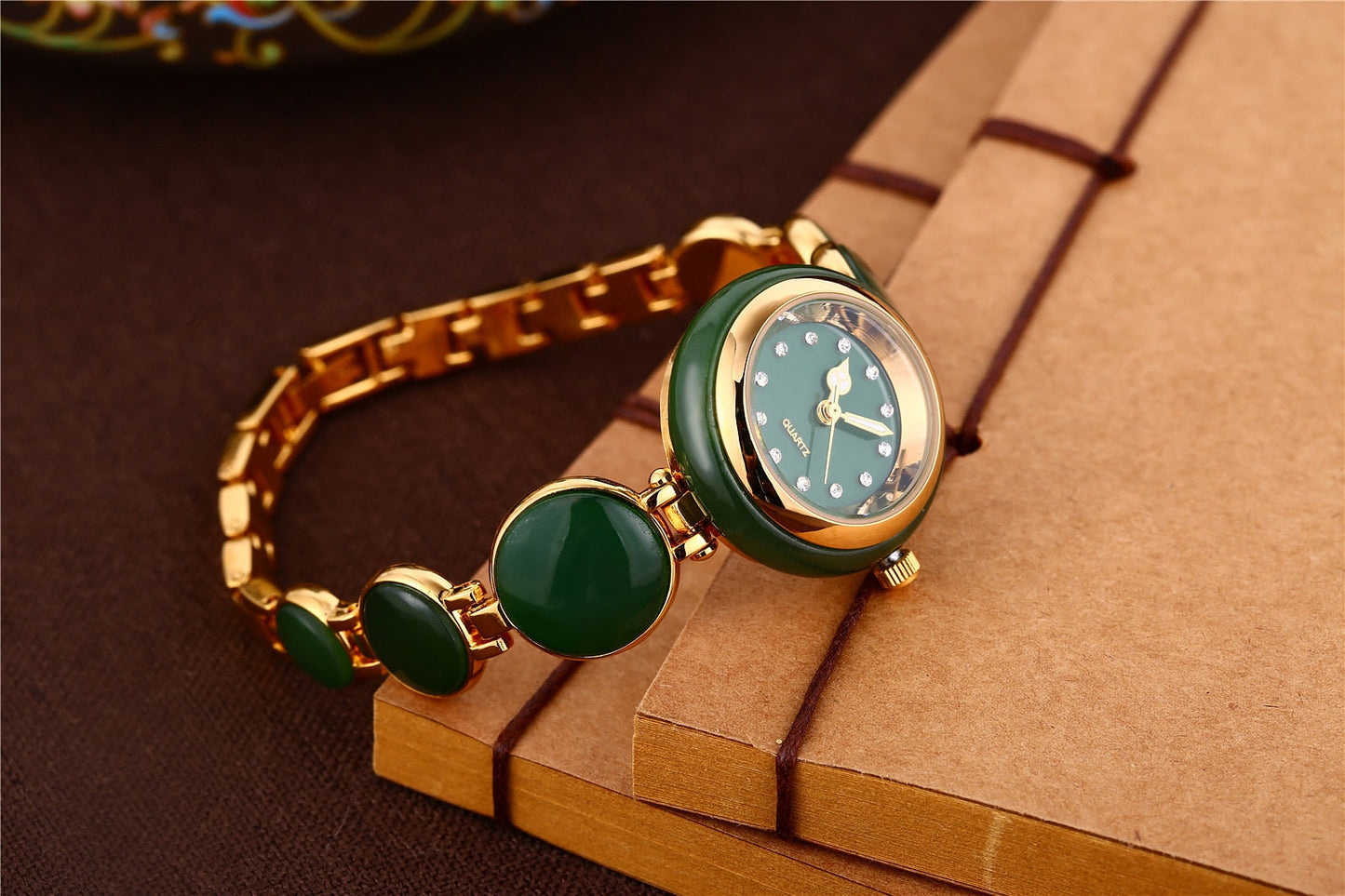 Women's Natural Hetian Jade Stainless Steel Waterproof Wrist Watch - Watches for Women - DYAVOR®