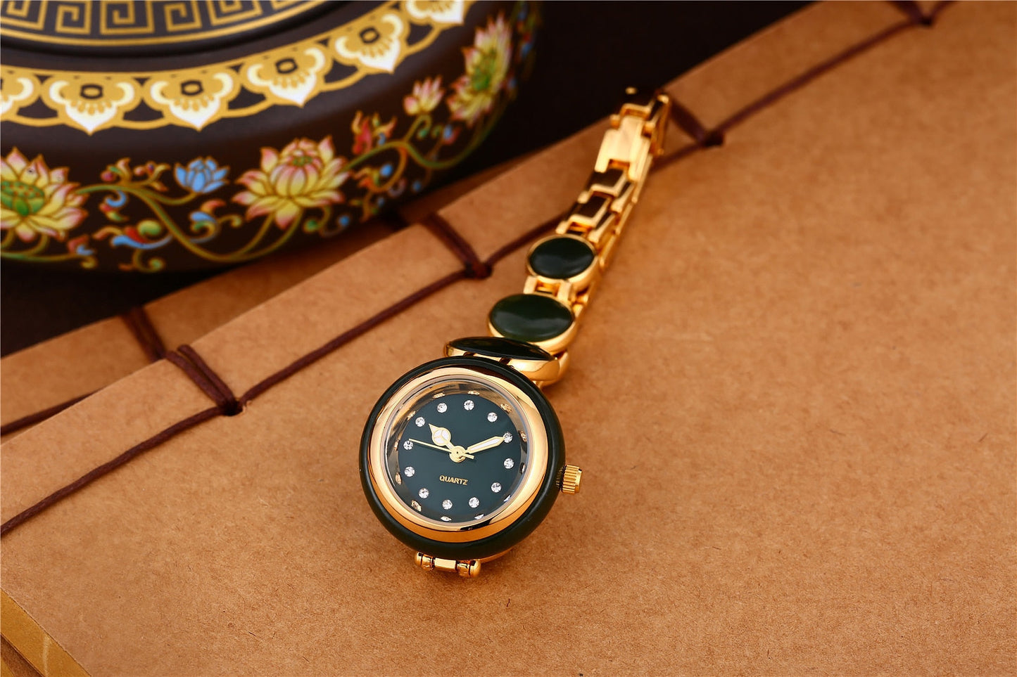 Women's Natural Hetian Jade Stainless Steel Waterproof Wrist Watch - Watches for Women - DYAVOR®