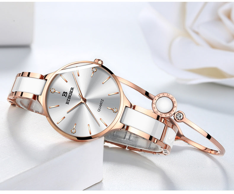 Women's Quartz Movement Ceramic Band Water Resistant Wrist Watch - Watches for Women - DYAVOR®