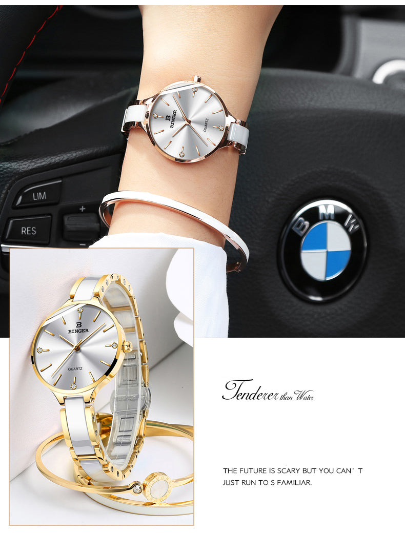 Women's Quartz Movement Ceramic Band Water Resistant Wrist Watch - Watches for Women - DYAVOR®