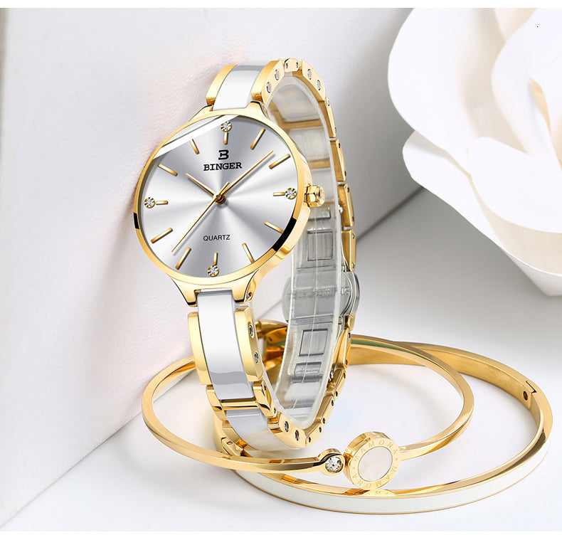 Women's Quartz Movement Ceramic Band Water Resistant Wrist Watch - Watches for Women - DYAVOR®