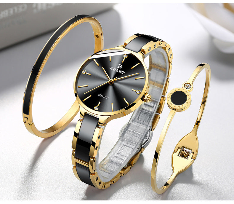 Women's Quartz Movement Ceramic Band Water Resistant Wrist Watch - Watches for Women - DYAVOR®