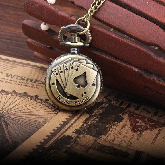 Women's Retro Antique Royal Flush Quartz Movement Poker Pocket Watch - Watches for Women - DYAVOR®